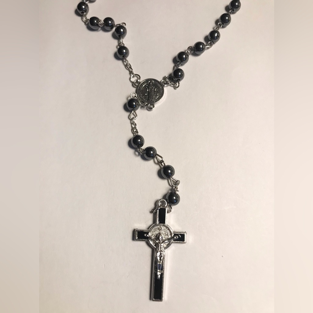 Celtic Sterling Silver Rosary Beads Cross